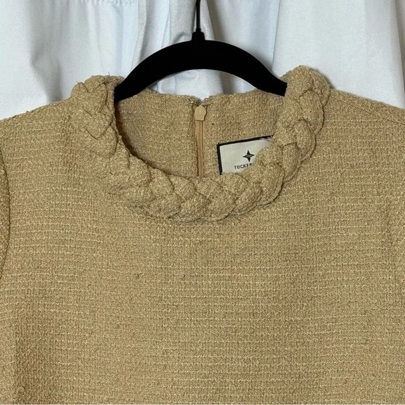 Tuckernuck Jackie Tweed Shift Dress Croissant Tan Preppy Womens Small - Picture 11 of 16